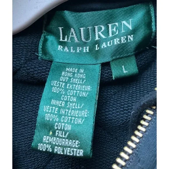 Ralph Lauren Women's Sz.Large Quilted Navy Parka Jacket hooded Mid length - Picture 7 of 11